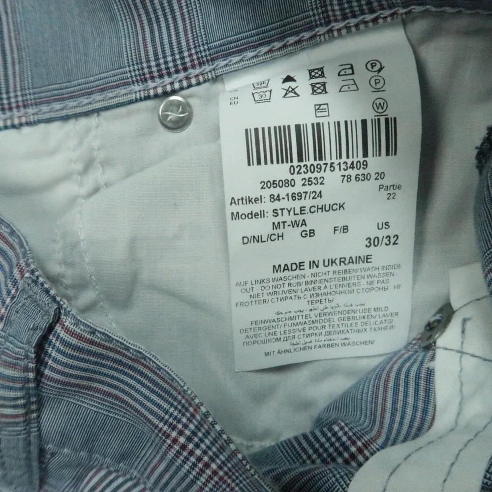 Brax Pants Men 28x29 Blue Plaid‎ Chuck Ultralight Chino 5 Pocket Stretch - Picture 7 of 10